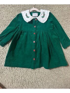 Iris & Ivy Green Corduroy Holiday Dress for Girls